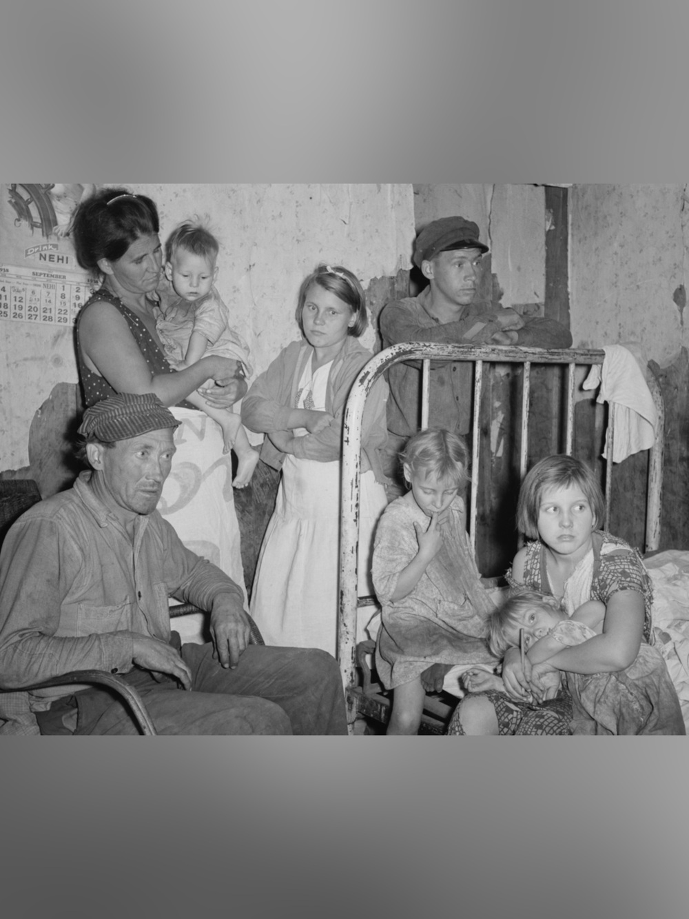 1938 Injured Coal Miner & Family Pursglove, Scotts Run, West Virginia 8x10 Photo